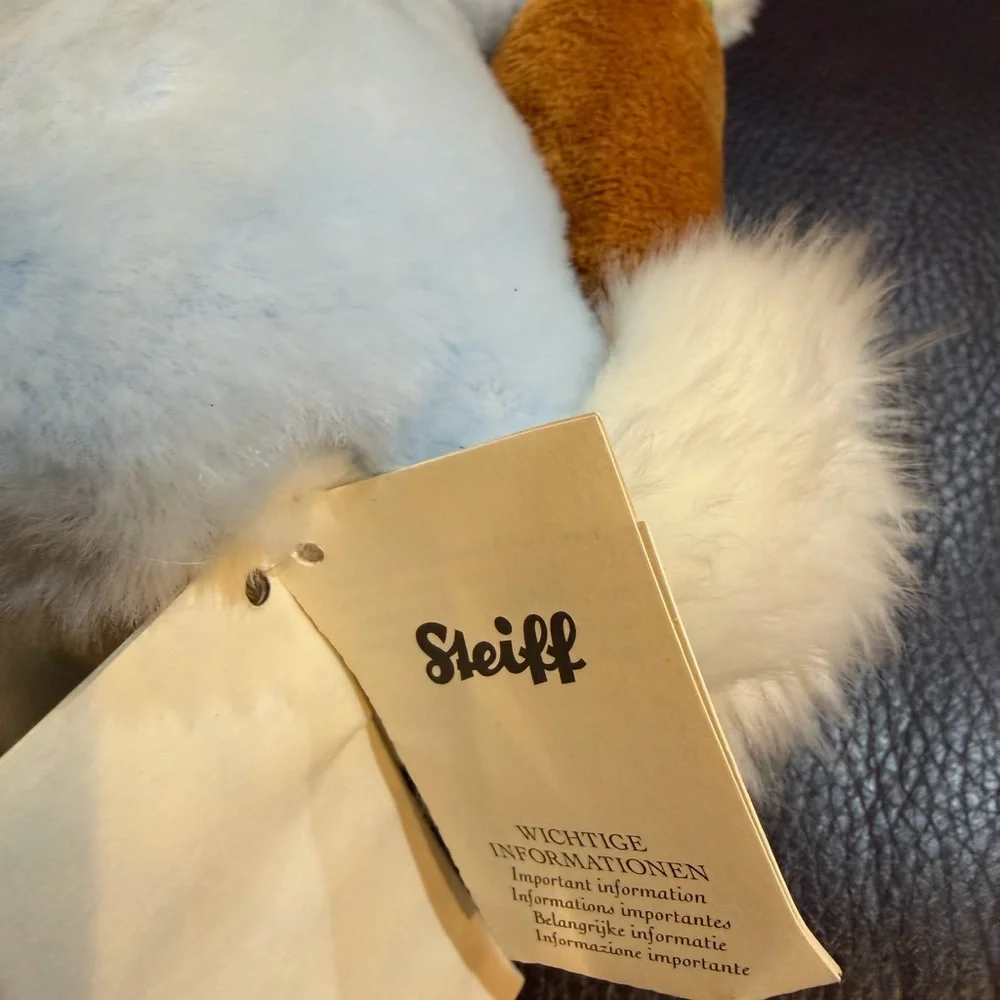 Plush Steiff Germany Blue Bunny with Carrots Toy NWT